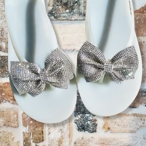 Aldo Sparkle Bow Slip On Flip Flops